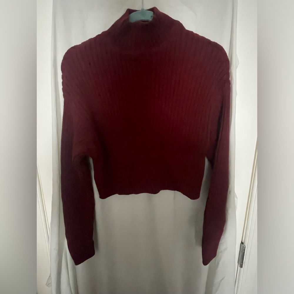 Dark Red Cropped Sweater